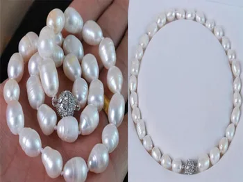 

Pretty Fashion Free Shipping LARGE 10MM NATURAL WHITE REAL BAROQUE CULTURED PEARL NECKLACE