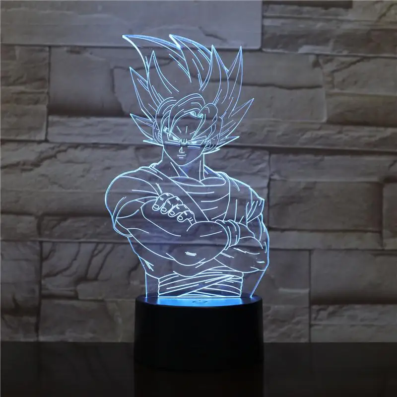 Фигурка "Dragon Ball" атмосферная настольная лампа Lampara Супер Saiyan Goku Usb 3d светодиодный ночник прикроватный сенсорный Сенсор освещение лампа - Испускаемый цвет: 1