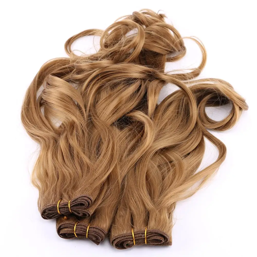 

2 pieces/lot color Golden Big curly hair bundle Heat resistant synthetic hair weave extension for women