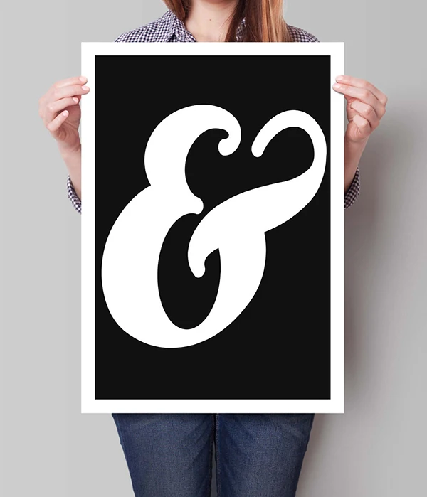 Ampersand Print Typography Poster Black and White Ampersand Sign Home Decor Ampersand Wall Art Wall Decor Winter Gift New Year Gift