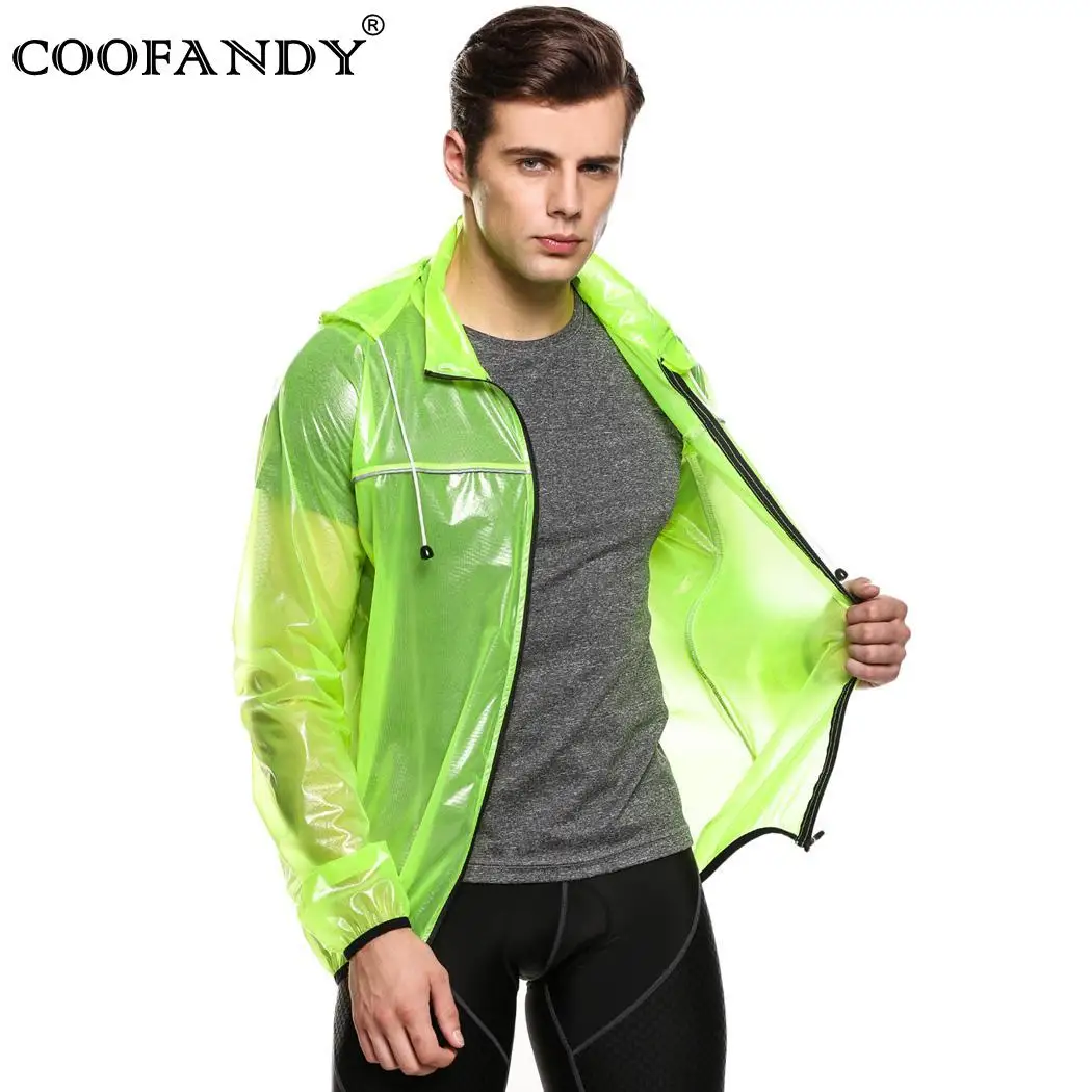 Zip up Men Ultra Light Rain Jacket Hooded Long Sleeve Coofandy