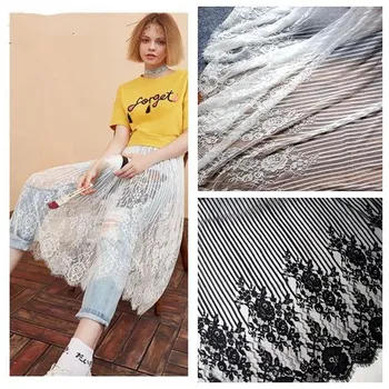 

High-end small rose three-dimensional flower chiffon mesh yarn lace dots embroidery dress fabric 135 cm wide