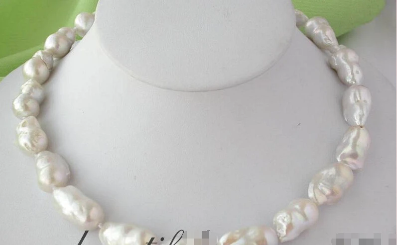 

Free shipping@@@@@ huge 17" 27mm white baroque keshi reborn pearl necklace(2191)