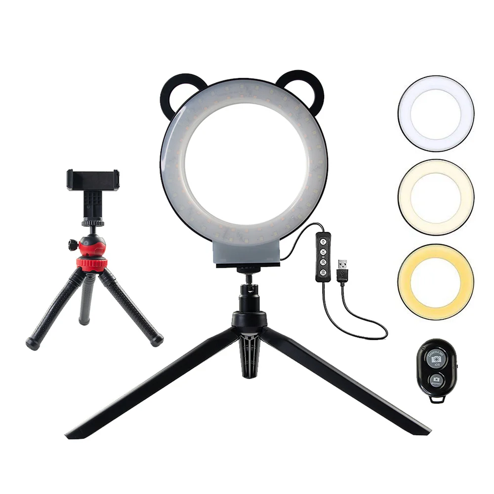 

Photography Ring lamp LED Selfie Ring Light YouTube Video Live 3200-5500k Photo Studio Light With Phone Holder USB Plug Tripod