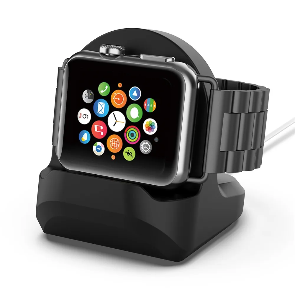 

Silicone Charging Station Stand Dock for Apple Watch i Watch Series 1/2/3/4 42mm 38mm Silicone Charge Stand Charger Cable Holder