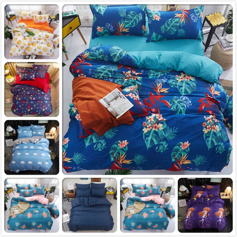 

Blue Ocean Plant Bedding Set 4pcs 3pcs Queen Twin Double Single Size 1.5m 1.8m 2m Bed Sheet Boy Girl Kids Duvet Covers Bedlinens