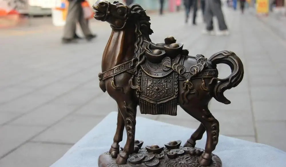 

10 Art Statue Copper Bronze Feng Shui Lucky Yuan Bao Coin Money Wealth Horse