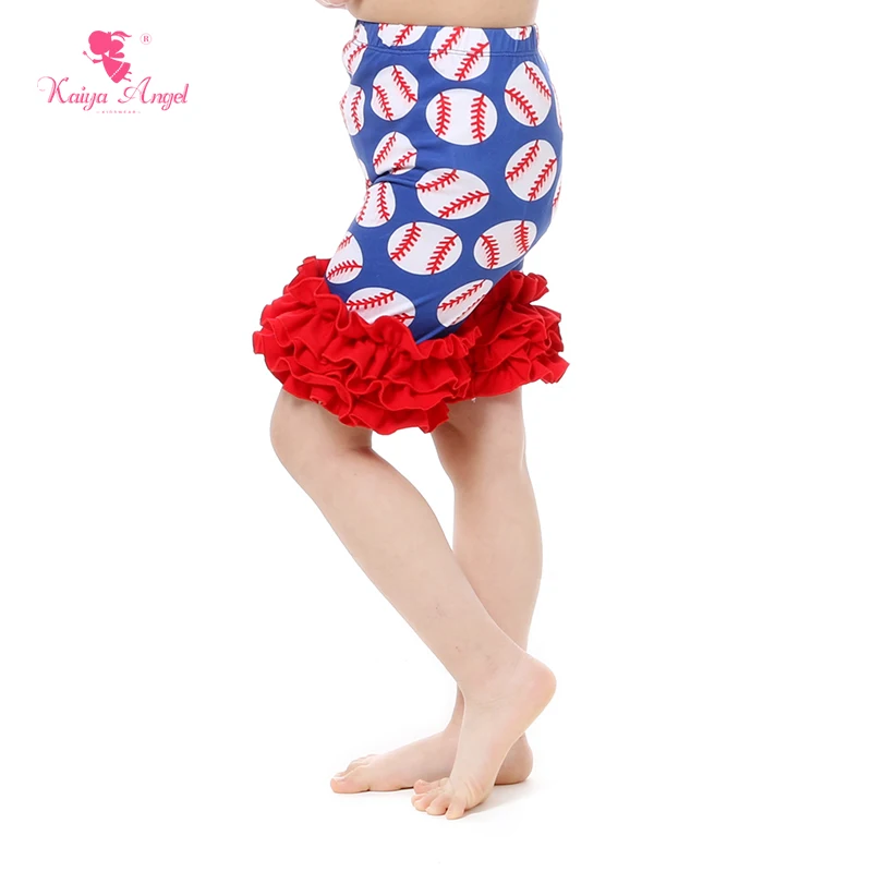 Hot Sale Baseball Girls Ruffles Shorts Wholesale Kids Summer Shorts