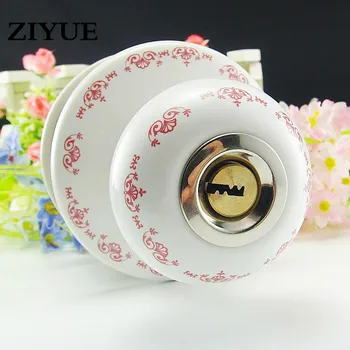 

Free Shipping Red Pattern Ceramic Lock Rural Pastoral Style All Ceramic Ball Lock for Home house living Room