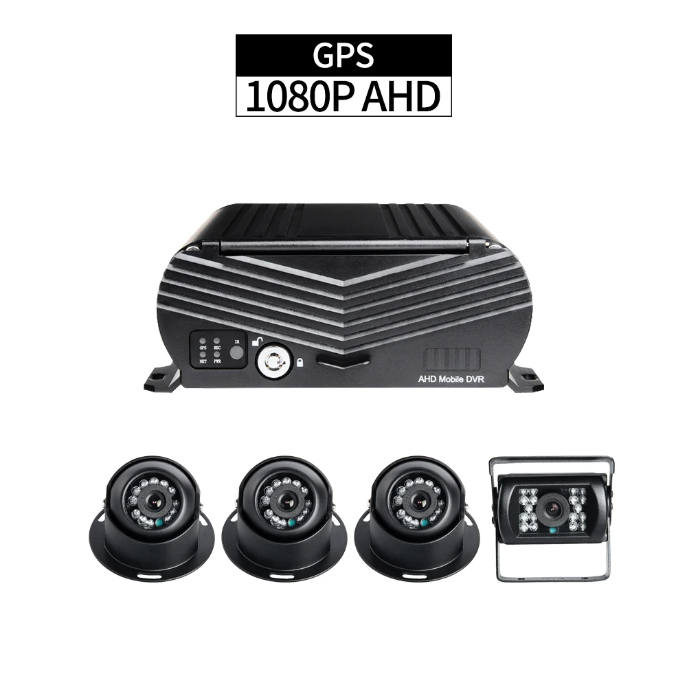  GPS móvil DVR Kit 4CH HDD 1080 P seguridad coche DVR grabadora G-sensor Loop Video con 4 piezas AHD