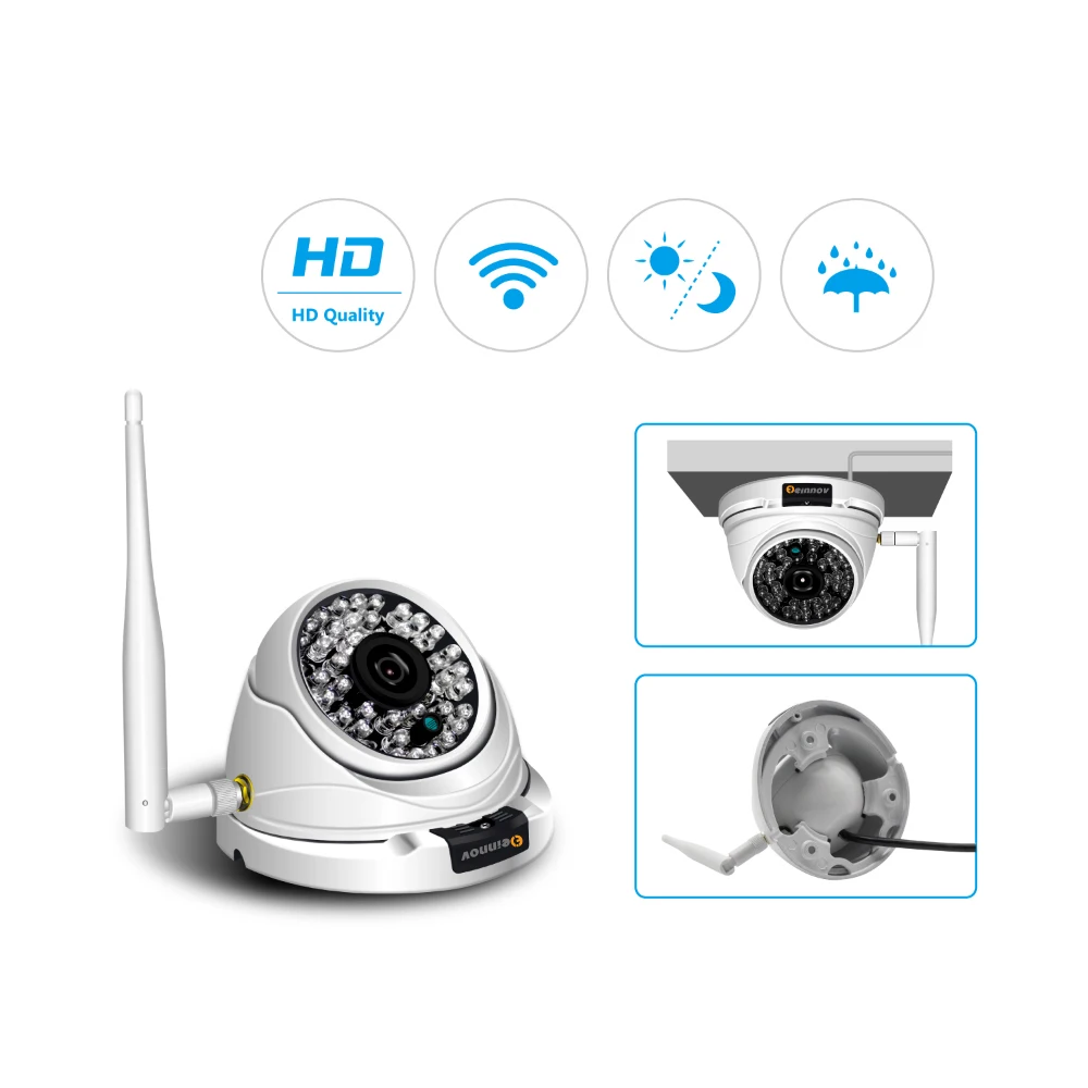  Einnov 8CH 2MP CCTV Set Wireless Security Camera System Video Surveillance IP Camera 12inch LCD NVR