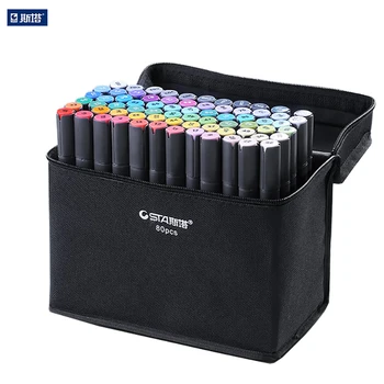 

STA 10/30/40/60/80/128Colors Pen Alcohol Ink Marker Set Dual Head Sketch Markers Brush Pen For Draw Manga Design Art Supplies