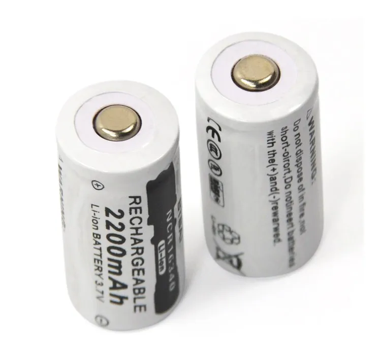 6 шт./лот 3,7 V 2200mAh CR123A перезаряжаемая литиевая батарея, 16340 светодиодный фонарик литиевая батарея