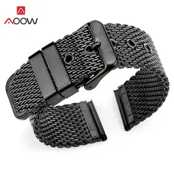 AOOW Milanese Loop ремешок 18 мм 20 22 24 Универсальный нержавеющая сталь часы браслет розовый пряжки ремня