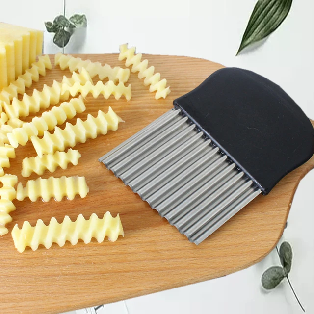 French Fries Cutter Potato Slicer Wavy Knife Wave Chopper Serrated Crinkle  Chipper Slicing Chips Making Tool Vegetable Fruit