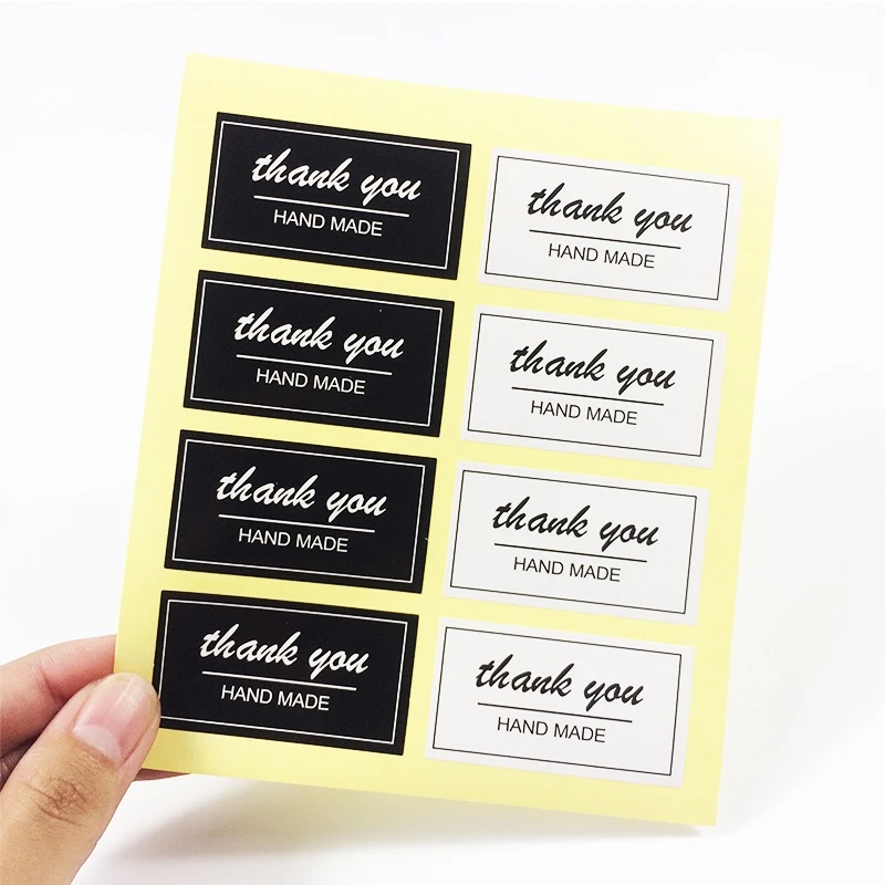 800 Buah Lot Stiker Buatan Tangan Persegi Panjang Hitam Putih Stiker Label Terima Kasih Diy Untuk Kue Hadiah Kue Stiker Penyegelan Buku Tempel Stickers Diy Stickers Thanksstickers Thank You Aliexpress