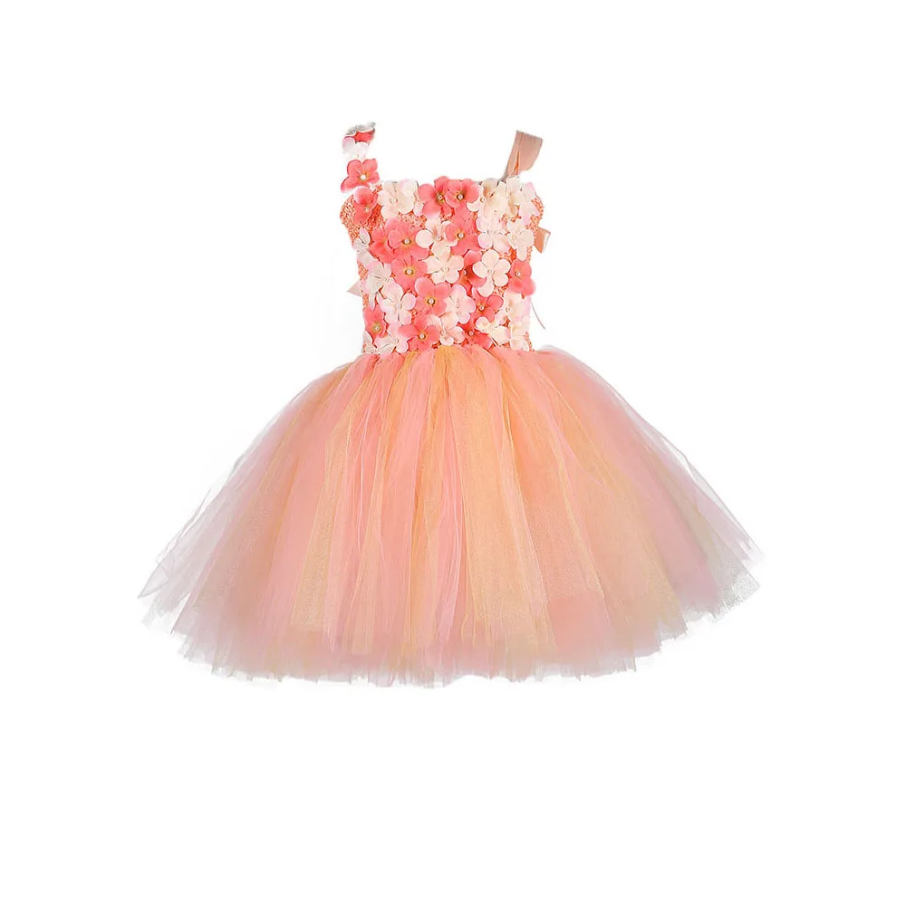 

Vintage Flower Sleeveless Knee Length Girls Dress Kids O-neck Princess Party Dress Girls Flower Solid Fancy Dress Costume Kids 4