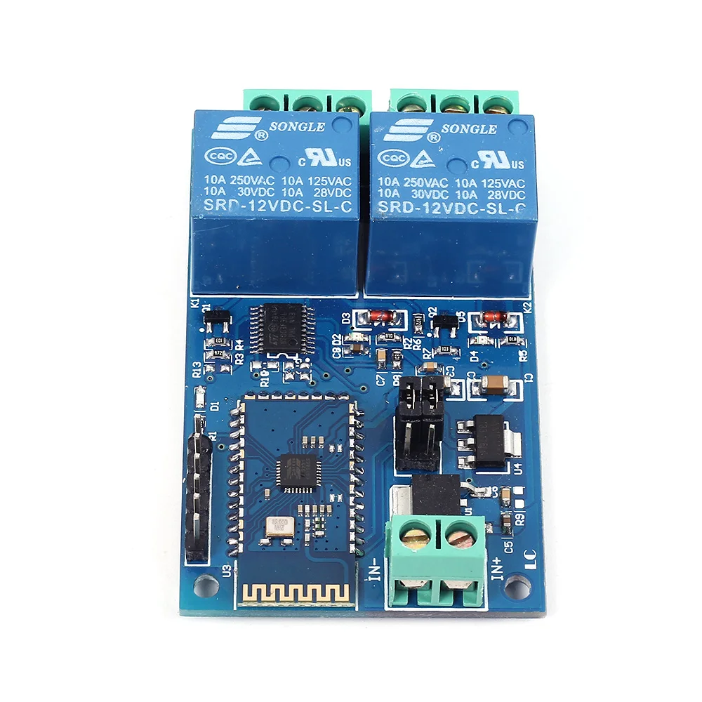 2 Bit Bluetooth Relay Module Intelligent Home Mobile APP Remote Control Switch DC 12V Dual Circuit Bluetooth Relay Module