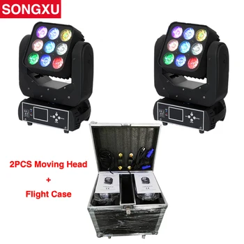 

SONGXU 2pcs/lot RGBW 4in1 9x12W LED Matrix Moving Head Light With Flight case Package Road case /SX-MH0912A