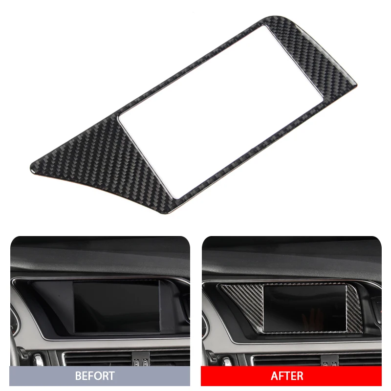 

Real Carbon Fiber Interior Navigation Panel Warning Lamp Frame Trim Cover Inner Decor for Audi A4 B8 2009 2010 2011 2012 -2016