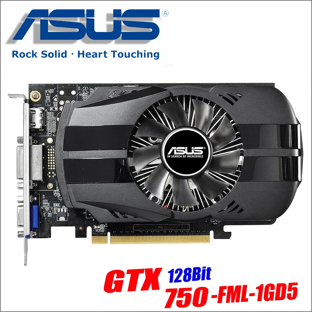 

Asus GTX-750-FML-1GD5 GTX750 GTX 750 1G D5 DDR5 128 Bit PC Desktop Graphics Cards PCI Express 3.0 computer Graphics Cards