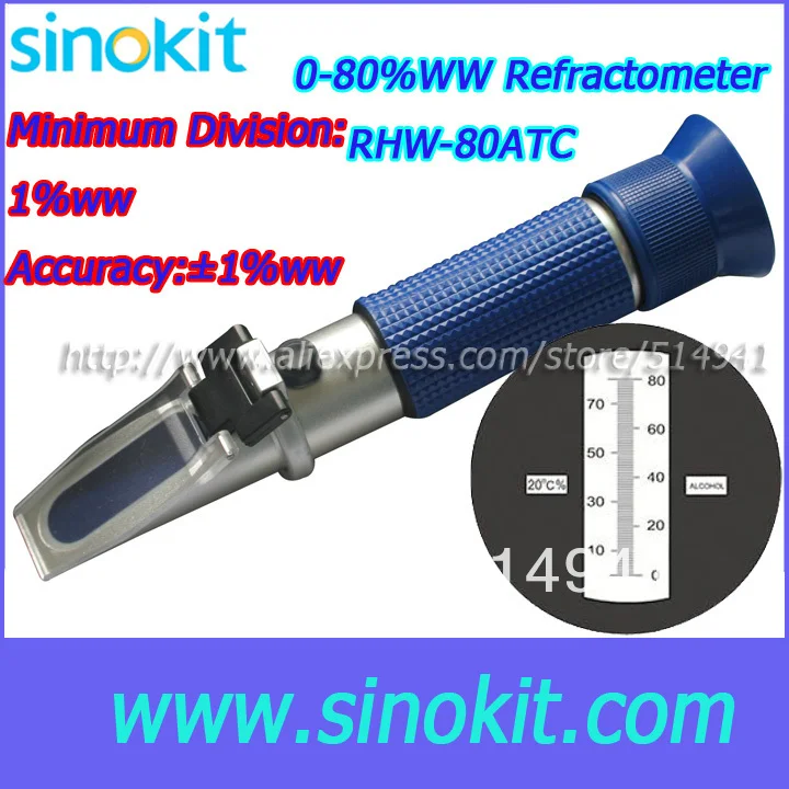 

(Blue)Alcohol 0-80% WW Wine refractometer RHW-80ATC