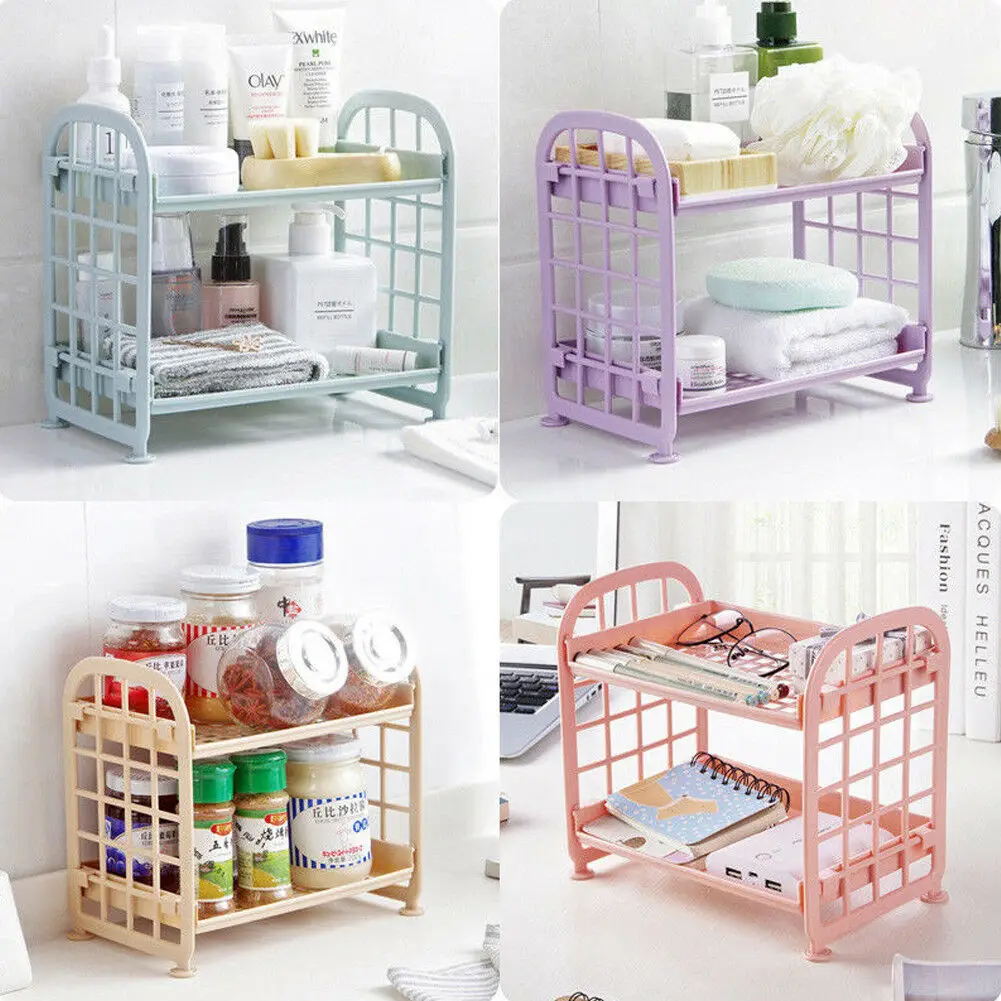 

2 Tier Plastic Bathroom Shower Caddy Corner Storage Holders Racks Kitchen Shelf Organiser Storage Case Container Organizer