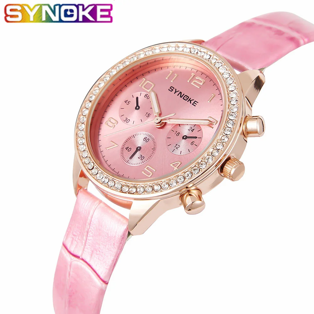 

SYNOKE Women Quartz Watches Top Brand Luxury Casual Simple Clock Leather Strap Female Wrist Watch Ladies Watch Women Watches