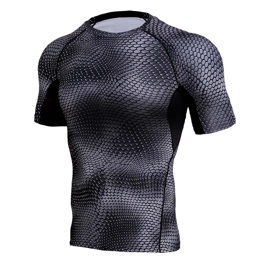 

2019 Gyms Muscle Fitness Joggers Quick Dry Men T-shirts Compression Tight T Shirts 3D Printed Elastic Mens Tees Dropshipping