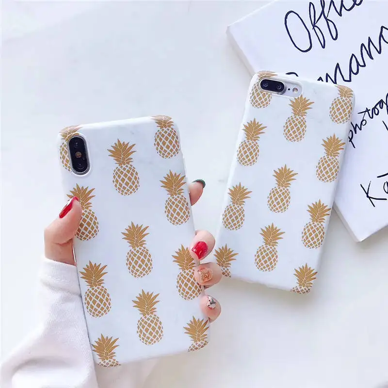

Marble Pineapple For Iphone 6 6S 7 8plus X Xs Xr Xsmax Matte Transparent Edge Cover