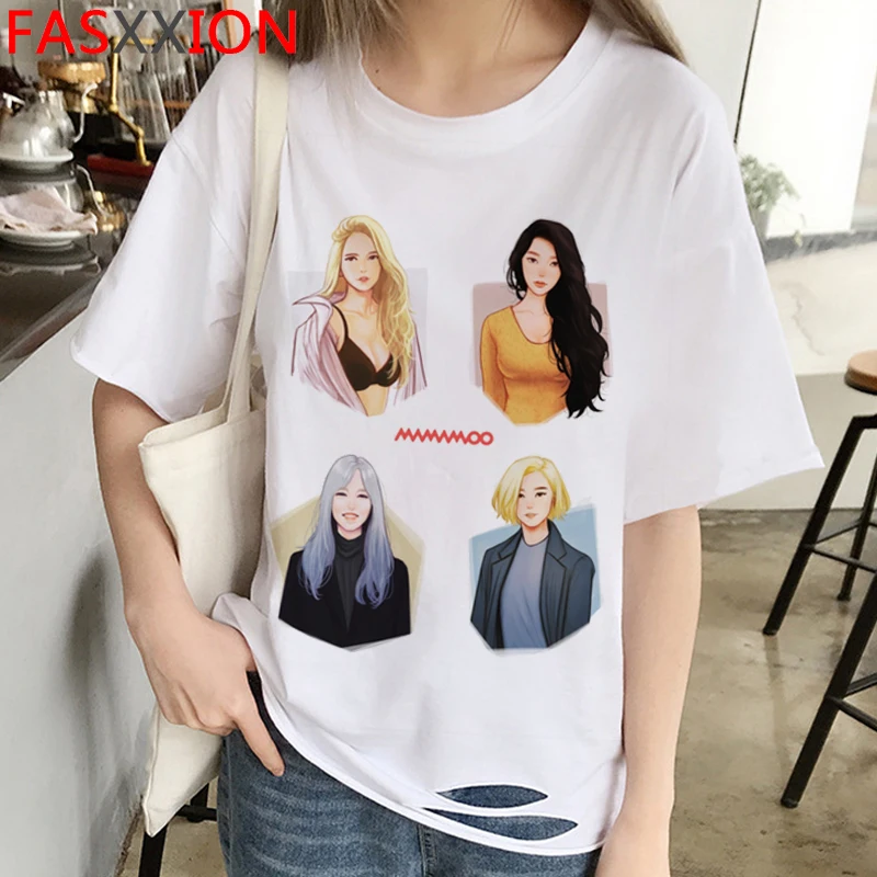 Новейшая футболка Mamamoo Женская эгоистичная белая с ветром звездная ночь красная