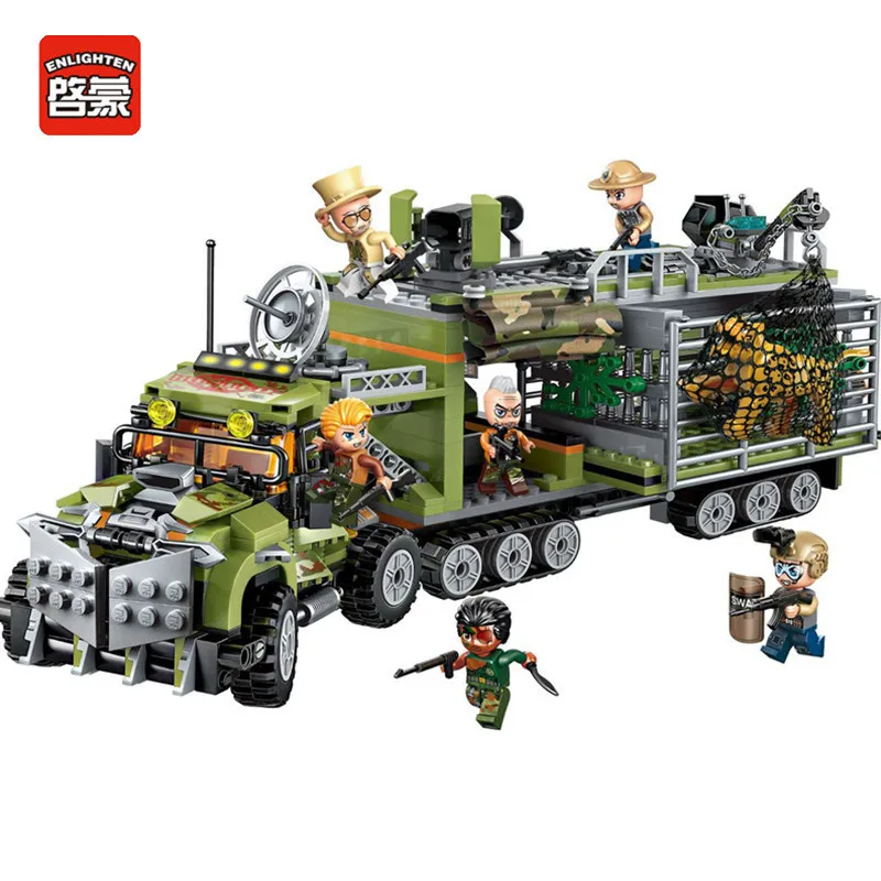 

ENLIGHTEN 658PCS City Police Evil Moving Fortress Car Building Blocks Compatible Bricks Educational Toys For Children