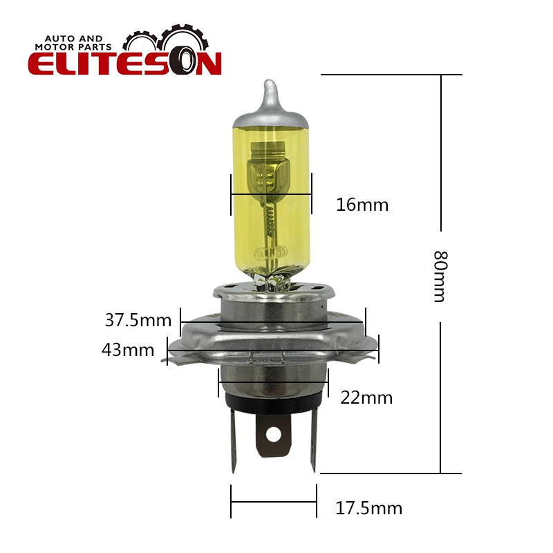1 шт., H4, 24 В, 100 Вт, P43T, желтый светильник, галогенные лампы для автомобиля, головной светильник, автомобильная противотуманная фара, высокая яркость, фокусировка