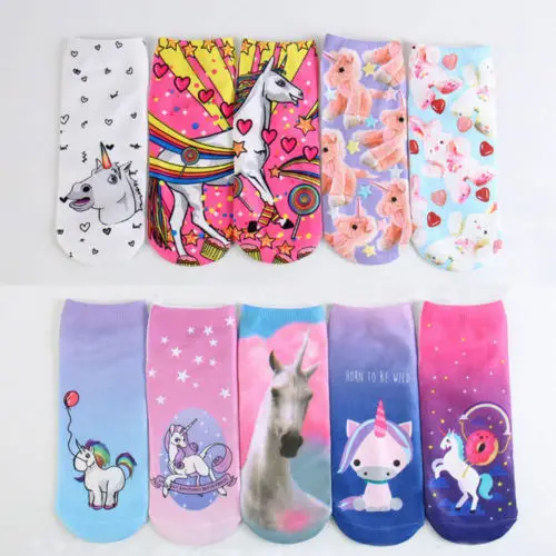 

Women 3D Unicorn Print Socks Men Women Unisex Low Cut Funny Ankle High Cotton Socks Fashion