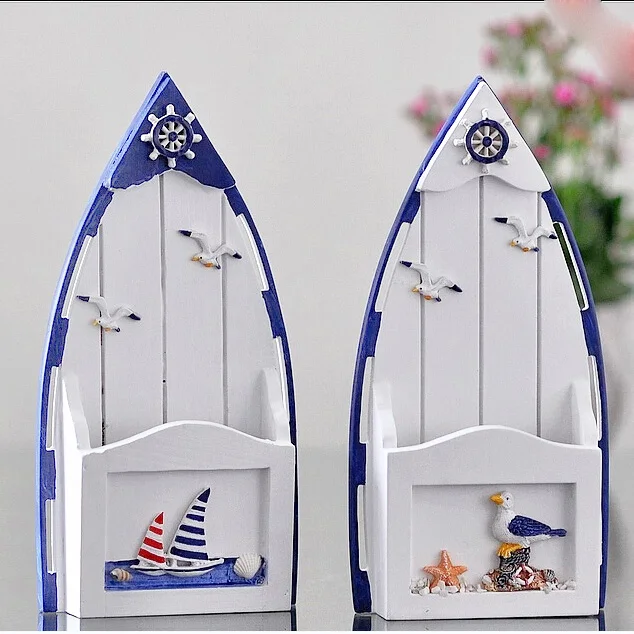

Mediterranean Style Creative Wooden Sailing Stationery Box Desktop Ornaments Home Furnishing Seabird Cabinet Crafts Accessories