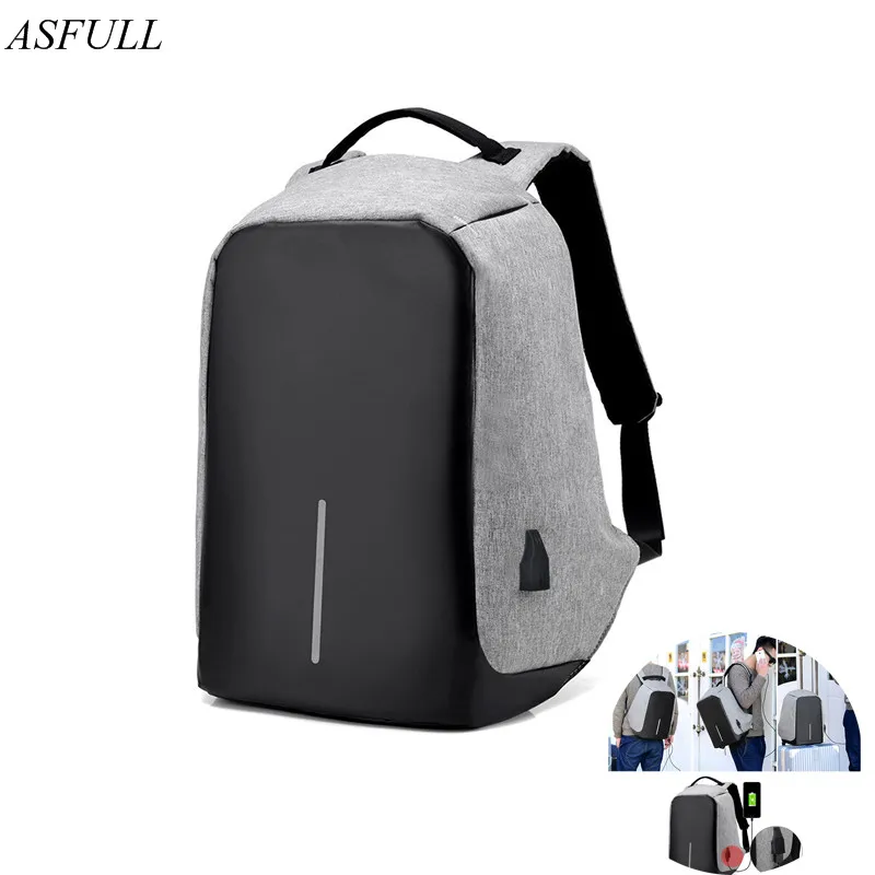 Goedkoop ASFULL USB Charge Organizador Anti Diefstal Rugzak Mannen Reizen Security Waterdichte Schooltassen voor College Tiener Laptop Rugzak