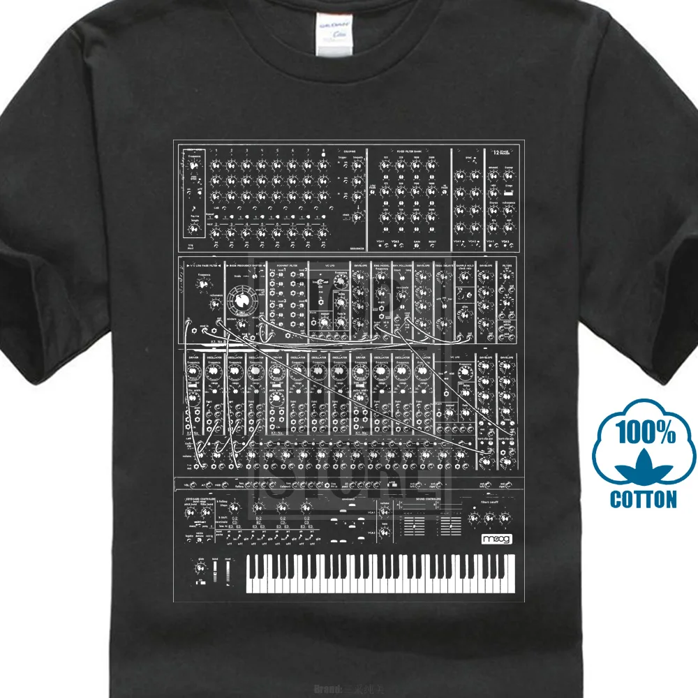 Synthesizer футболка аналоговая Moog модульная 80s Synth клавиатура фортепиано корг на