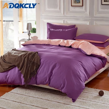 

ADQKCLY 100% Cotton Picth Color Bedding Set 3/4pcs Soft Dye Fabric Pillowcase Bed Sheet Quilt Cover Sets Bed Linen 3 Size/set