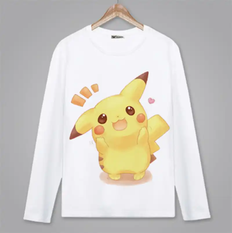 アニメピカチュウ長袖tシャツ春秋の服ユニセックス大人の子供ポリエステルtシャツ Tシャツ Aliexpress