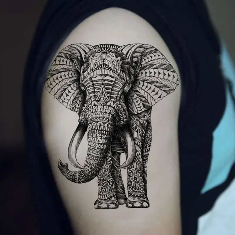 

Elephant Big Temporary Tattoo Sticker Waterproof Adult Men Women Shoulder Back Fake Tattoos 15X11cm