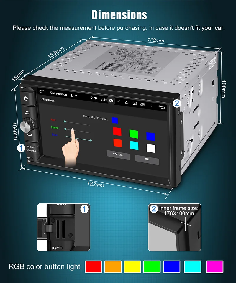 Тыква 2 Din 7 ''Android 8 0 универсальный автомобильный Радио без DVD плеер gps 4G ram 32G rom