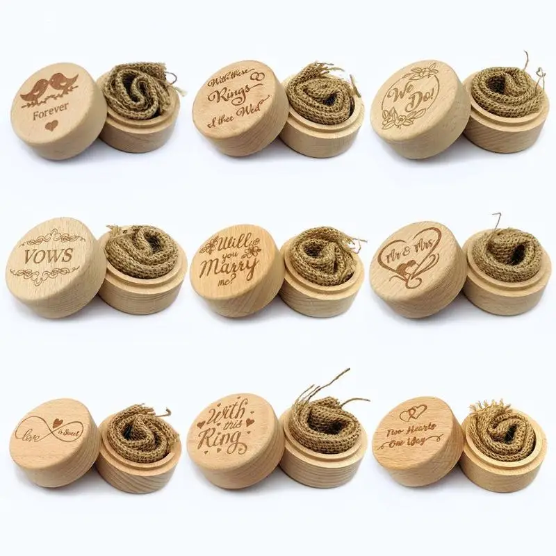 

Simple New Fashion Personalized Rustic Wedding Wood Ring Box Holder Custom Your Names and Date Wedding Ring Bearer Box