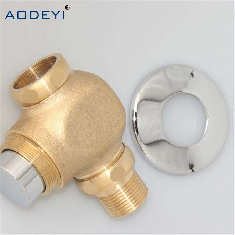 AODEYI Toilet Flush Valve Manual Bathroom Stool Brass Valve Self-Closing Flush Time-Extended Press Type In Wall Delay Urinal