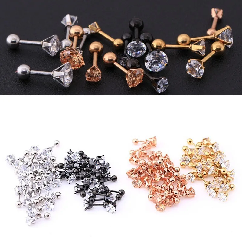 1 pcs/bag Size 3/4/5/6mm 4 Colors Medical titanium needle True zircon Ear Studs Boys and girls Earrings For DIY Party Earrings - Image 2