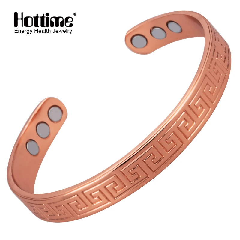 

Hottime Powerful Pure Copper Women's Bracelet Magnetic Bangles For Men Health Healing Jewelry Vintage Charm Bracelet Wristband