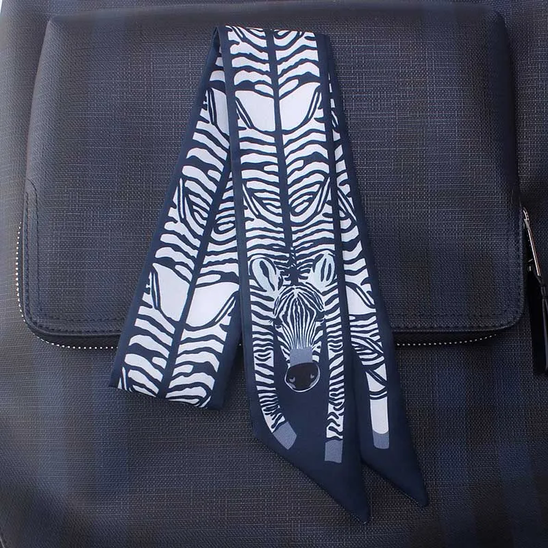 Женский шарф, элегантный, для волос, маленькая лента, шелковый атлас, квадратный, голова-шея, на ощупь, винтажный галстук, животный узор, сумка, ручка, лента - Цвет: 17