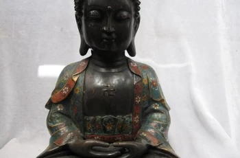 

17 INCH Tibet Fane Bronze cloisonne Amitayus Amitabha Tathagata Buddha Statue 8.02