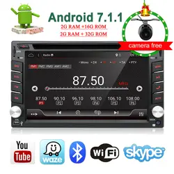 Android 7,1 автомобильный Радио Универсальный 2 Din Авторадио автомобильный мультимедийный DVD плеер сенсорный экран стерео Bluetooth FM с камерой