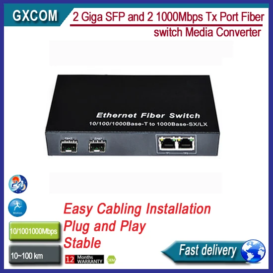 2 Giga для программирования в производственных условиях и 2 1000 Мбит/с Tx коммутатор с fiber Port медиа-конвертер