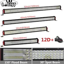 CO LUZ 22 “32” 42 “52” polegadas 12D Offroad Led Bar 924 W 744 W 564 W 384 W Led Light Bar Ponto Flood Combo 9-32 V para 4×4 Auto Lada Ford